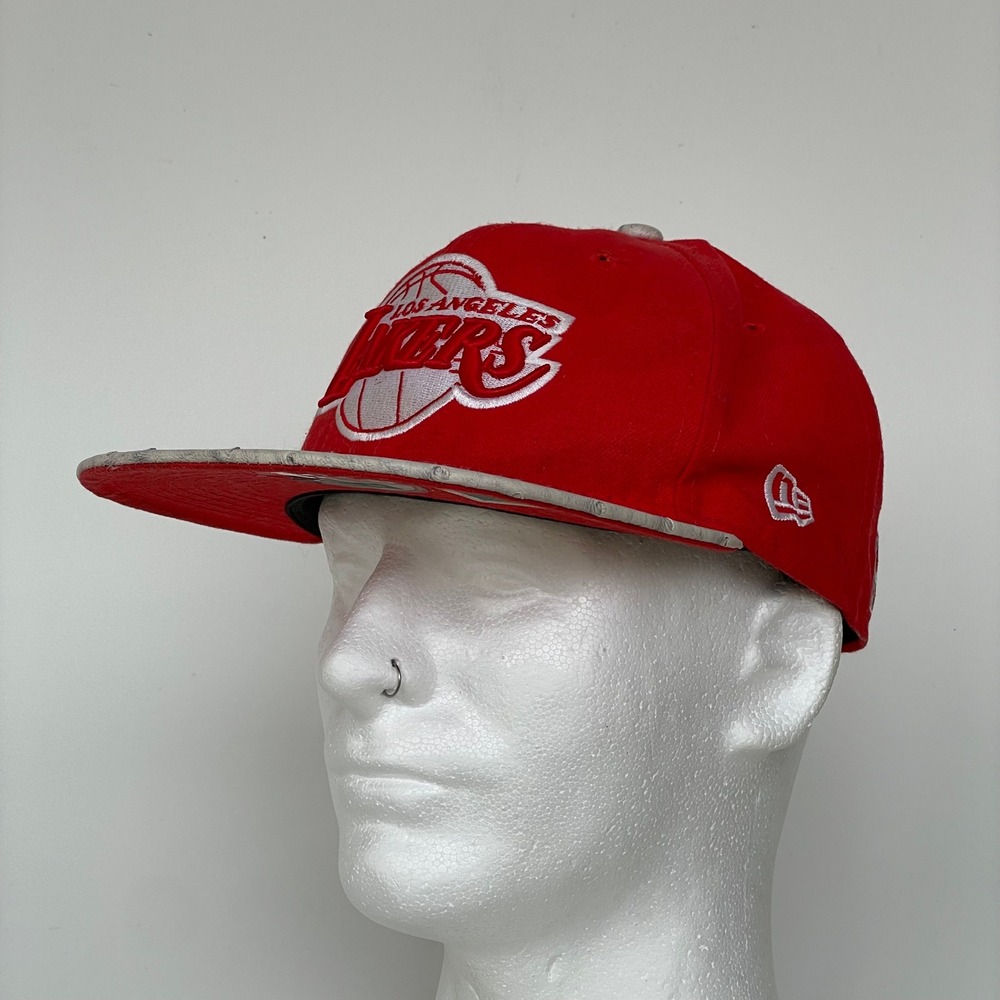 Los Angeles Lakers New Era Strapback Hat HWC Red/White Wool NBA Cap Faux Leather